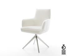 Drehstuhl Heira-Flex mit Armlehnen Bouclé Soft Beige Kreuzgestell brei...