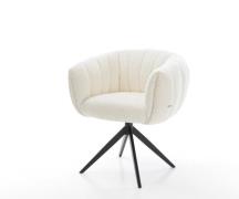 Drehstuhl Jada-Flex Bouclé Weiß Kreuzgestell breit Schwarz 360° drehba...