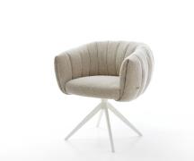 Drehstuhl Jada-Flex Webstoff Soft Beige Kreuzgestell breit Weiß 360° d...
