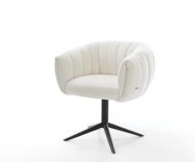 Drehstuhl Jada-Flex Bouclé Soft Beige Fußkreuz Schwarz 360° drehbar Wi...