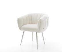 Esszimmerstuhl Jada-Flex Bouclé Soft Beige 4-Fuß konisch Edelstahl Tas...