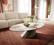 Couchtisch Edge Oval 140x80 cm Keramik Minas Melange Parabi Metall Eff...