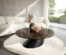 Couchtisch Edge Rund 100x100 cm Keramik Emperador Extra Lucidato Dunke...