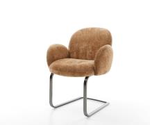 Freischwinger Nube-Flex mit Armlehnen Chenille Rost Freischwinger flac...