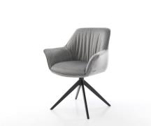 Esszimmerstuhl Keila-Flex mit Armlehnen Samt Grau Kreuzgestell breit S...