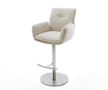 Barstuhl Nela-Flex Webstoff Soft Beige Drehfuß höhenverstellbar Edelst...