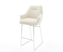 Barstuhl Alja-Flex Teddystoff Beige Kufengestell Edelstahl Silberfarbe...