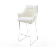 Barstuhl Alja-Flex Bouclé Soft Beige Kufengestell Edelstahl Silberfarb...