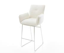 Barstuhl Nela-Flex Bouclé Soft Beige Kufengestell Edelstahl Silberfarb...