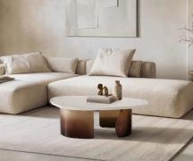 Couchtisch Marvello 100x50 cm Marmor Weiß Metall Gold Fusion Finish