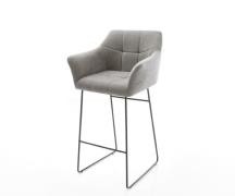 Barstuhl Yulo-Flex Strukturstoff Soft Grau Kufengestell Metall Schwarz