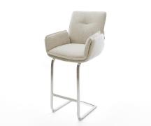 Barstuhl Nela-Flex Webstoff Soft Beige Freischwinger Flach Edelstahl S...