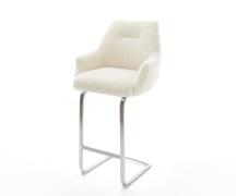 Barstuhl Alja-Flex Teddystoff Beige Freischwinger Flach Edelstahl Silb...