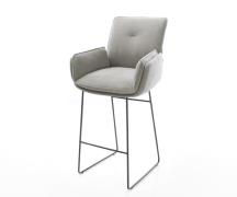 Barstuhl Nela-Flex Strukturstoff Soft Grau Kufengestell Metall Schwarz