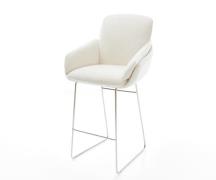 Barstuhl Luan-Flex Bouclé Soft Beige Kufengestell Edelstahl Silberfarb...