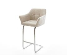 Barstuhl Yulo-Flex Webstoff Soft Beige Freischwinger Flach Edelstahl S...