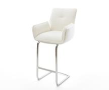 Barstuhl Nela-Flex Bouclé Soft Beige Freischwinger Flach Edelstahl Sil...