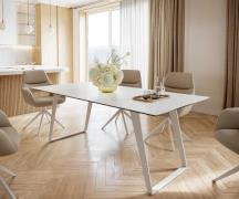 Esstisch Edge 200x100 cm Keramik Laminam® Statuarietto Weiß Metall Sch...