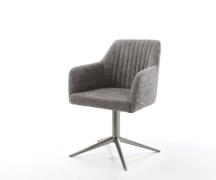 Drehstuhl Pejo-Flex Bouclé Grau Fußkreuz Graphit 360° drehbar Wippfunk...