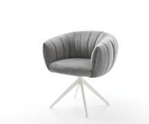 Drehstuhl Jada-Flex Samt Grau Kreuzgestell breit Weiß 360° drehbar Wip...