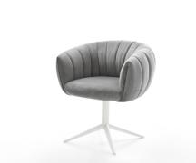 Drehstuhl Jada-Flex Samt Grau Fußkreuz Weiß 360° drehbar Wippfunktion ...