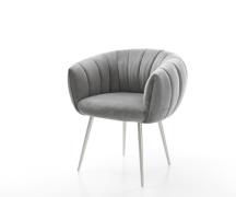 Esszimmerstuhl Jada-Flex Samt Grau 4-Fuß konisch Edelstahl Taschenfede...