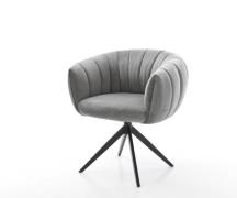 Drehstuhl Jada-Flex Samt Grau Kreuzgestell breit Schwarz 360° drehbar ...