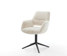 Drehstuhl Yago-Flex mit Armlehnen Plüsch Creme-Weiß Fußkreuz Schwarz 3...