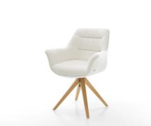 Drehstuhl Kaira-Flex Bouclé Soft Beige Holzgestell kantig Natur 180° d...