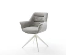 Drehstuhl Kaira-Flex Strukturstoff Soft Grau Kreuzgestell breit Weiß 3...