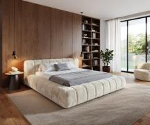 Polsterbettgestell Cutio 180x200 cm Plüsch Creme-Weiß