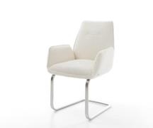 Freischwinger Zoa-Flex Bouclé Weiß Freischwinger flach Edelstahl Tasch...