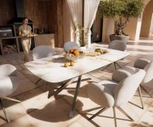 Outdoortisch Edge Boot 200x100 cm Keramik Minas Melange Weiß-Beige Kre...