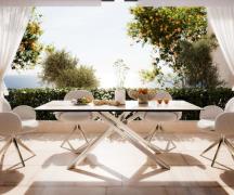 Outdoortisch Edge 200x100 cm Keramik Minas Melange Weiß-Beige Kreuzges...