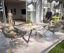 Outdoortisch Edge 200x100 cm Keramik Laminam® Travertino Bianco Creme-...