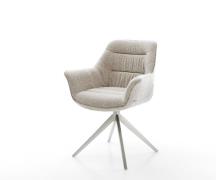 Drehstuhl Kaira-Flex Webstoff Soft Beige Kreuzgestell breit Edelstahl ...