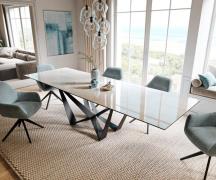 Esstisch Edge 200-300x100 cm Keramik Onyx Champagne Spider Flachstahl ...