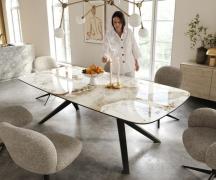 Esstisch Edge Boot 240x120 cm Keramik Minas Melange Weiß-Beige Zenthar...