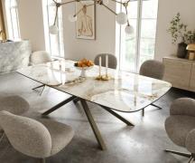 Esstisch Edge Boot 240x120 cm Keramik Minas Melange Weiß-Beige Kreuzge...