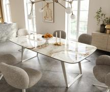 Esstisch Edge Boot 240x120 cm Keramik Minas Melange Weiß-Beige Metall ...