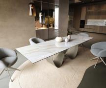 Esstisch Edge 300x100 cm Keramik Onyx Pearl Infinity Metall Effektfini...