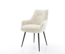 Esszimmerstuhl Alja-Flex mit Armlehnen Plüsch Creme-Weiß 4-Fuß konisch...