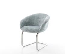 Freischwinger Vinka-Flex mit Armlehnen Chenille Pastellblau Freischwin...