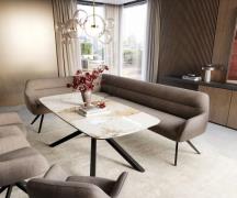 Esszimmerbank Taya-Flex 285x190 cm Strukturstoff Soft Taupe Kreuzgeste...