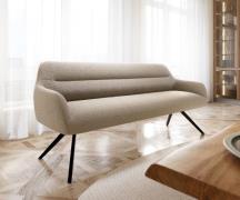 Esszimmerbank Taya-Flex 200 cm Bouclé Schlamm Kreuzgestell kantig Schw...