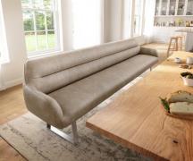 Esszimmerbank Taya-Flex 300 cm Mikrofaser Beige Vintage Kufengestell k...