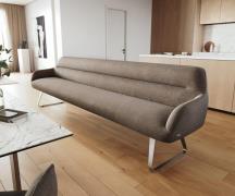 Esszimmerbank Taya-Flex 300 cm Strukturstoff Soft Taupe Kufengestell f...