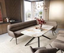 Esszimmerbank Taya-Flex 285x190 cm Strukturstoff Soft Taupe Kreuzgeste...