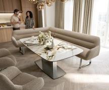 Esszimmerbank Taya-Flex 285x190 cm Bouclé Schlamm Kufengestell kantig ...