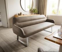 Esszimmerbank Taya-Flex 200 cm Mikrofaser Taupe Vintage Kufengestell k...